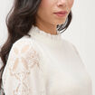 Pull droit col montant manches longues ecru femme