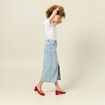 Jupe midi droite en jean denim bleach femme