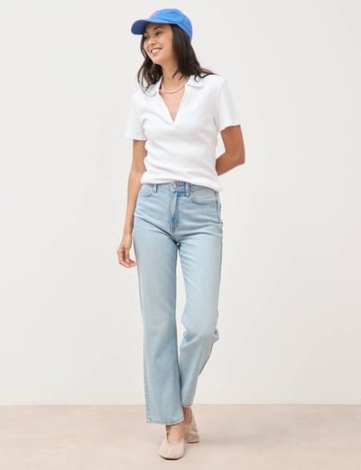 Polo manches courtes blanc femme
