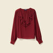 Blouse manches longues rouge fonc&eacute; femme