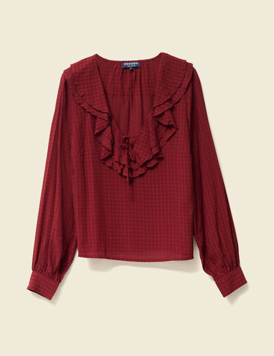 Blouse manches longues rouge fonc&eacute; femme