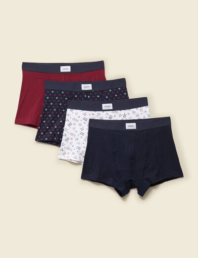 Lot de 4 boxers no&euml;l bleu marine homme