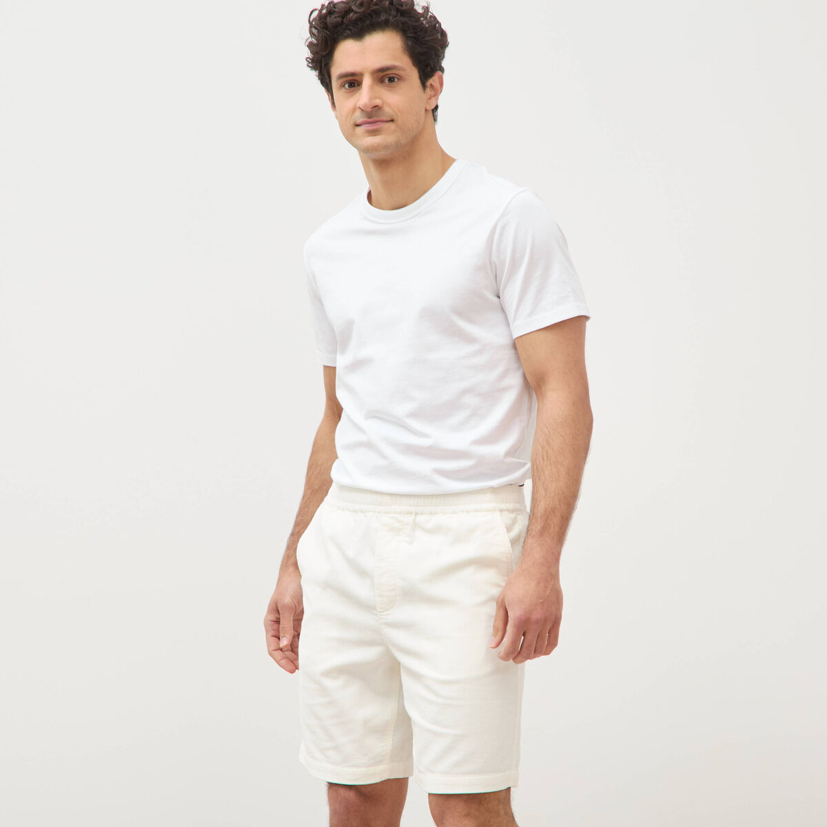 Bermuda en velours ecru homme