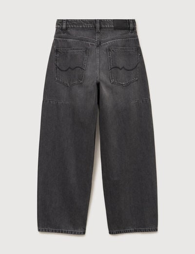 Jeans barrel taille standard denim gris femme