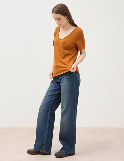 T-shirt manches courtes camel femme