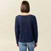 T-shirt manches longues ajouré bleu marine femme