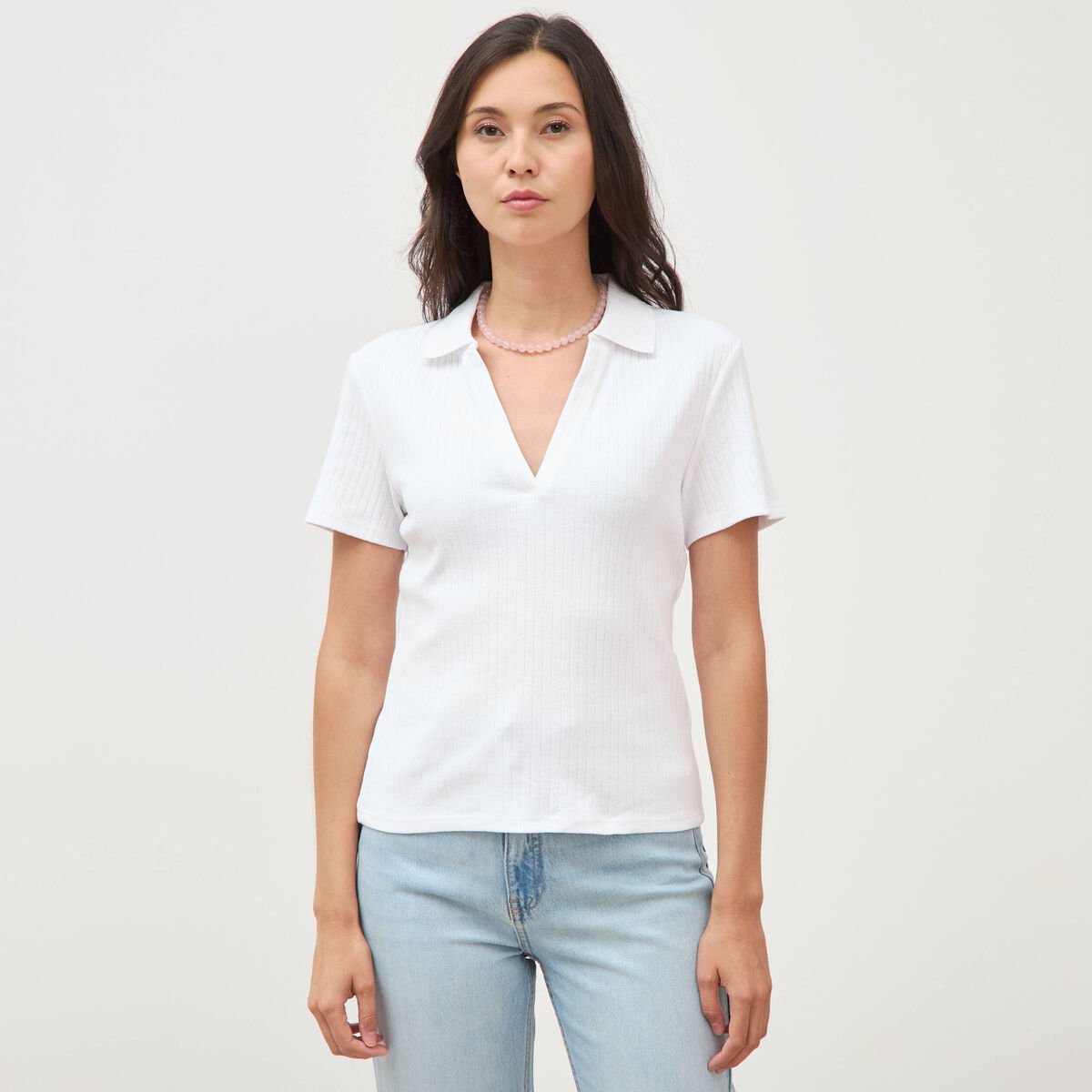 Polo manches courtes blanc femme