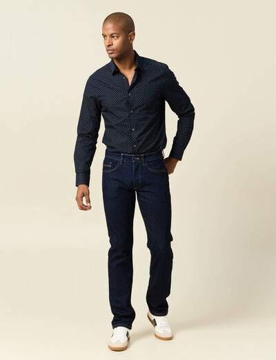 Chemise en coton manches longues bleu marine homme