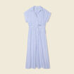 Robe longue évasée ceinturée ecru femme