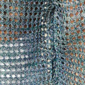 Pull manches courtes ajouré bleu clair femme