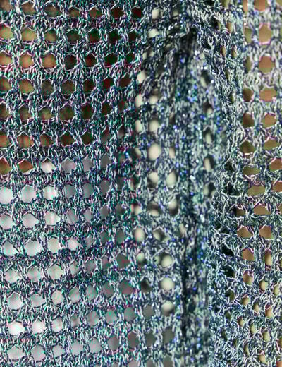 Pull manches courtes ajouré bleu clair femme