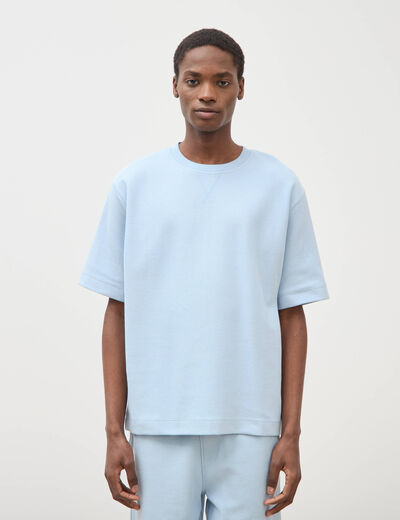 T-shirt ample col rond manches courtes bleu ciel homme