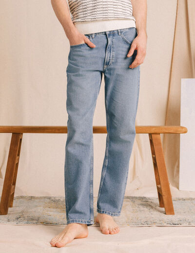 Jeans regular longueur 32 denim bleach homme