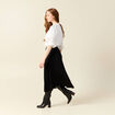 Jupe longue évasée plissée noir femme