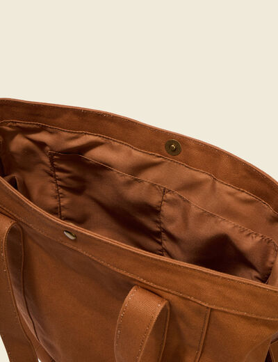 Cabas en coton avec doublure marron femme