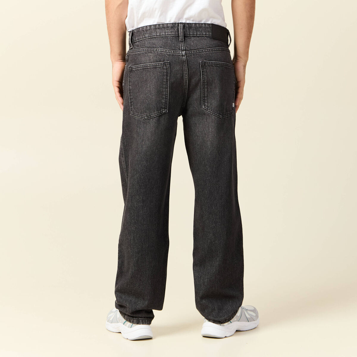 Jeans large relaxed denim snow noir homme