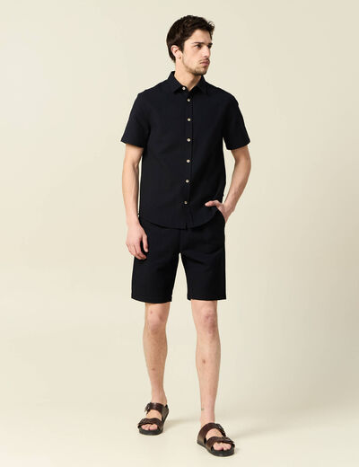 Short droit taille élastiquée noir homme