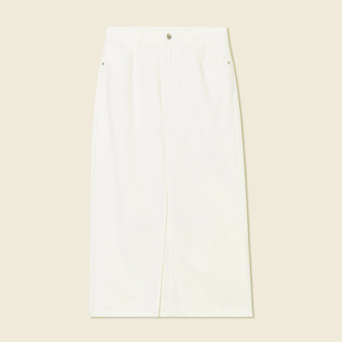 Jupe midi fourreau denim blanc femme