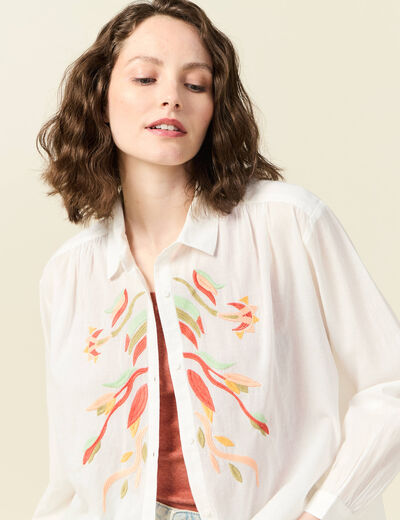 Chemise manches longues ecru femme