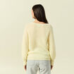 Pull manches longues col rond jaune femme