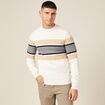 Pull fin col rond manches longues ecru homme
