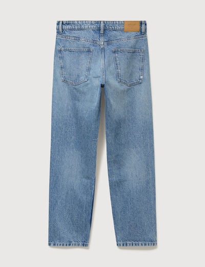 Jeans large longueur 34 en coton denim bleach homme