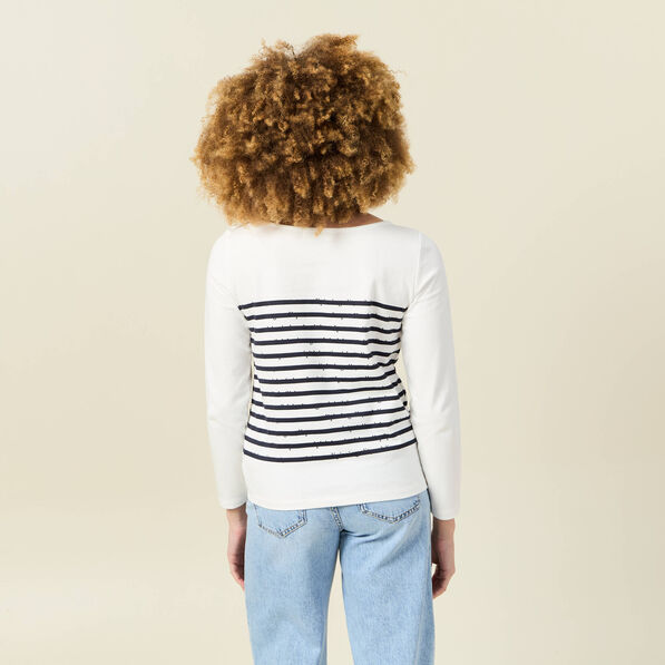T-shirt manches longues ecru femme
