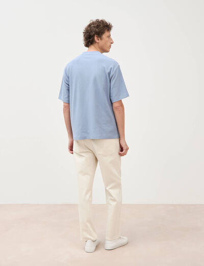T-shirt ample col rond manches courtes bleu gris homme
