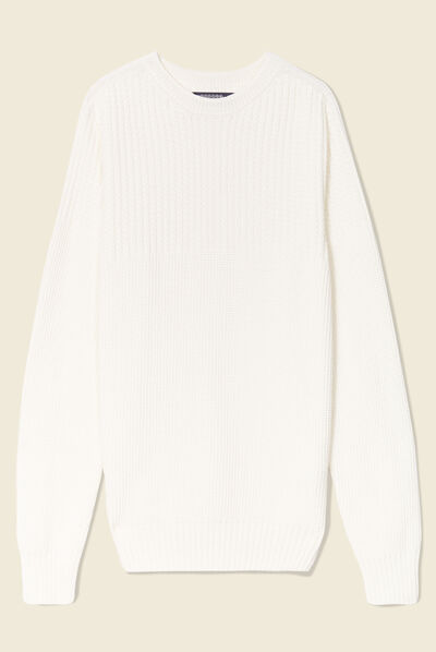 Pull manches longues ecru homme