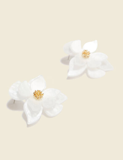 Boucles d'oreilles clous blanc femme
