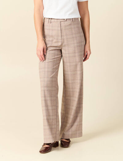 Pantalon loose taille standard fluide beige femme