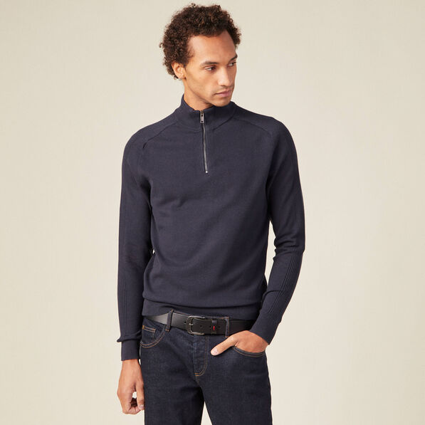 Pull manches longues bleu marine homme