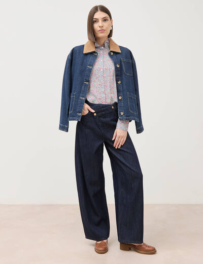 Jeans slouchy ceinture taille standard denim brut rinse femme