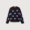 Pull manches longues bouclette col rond marron femme