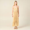 Robe longue évasée bretelles jaune femme