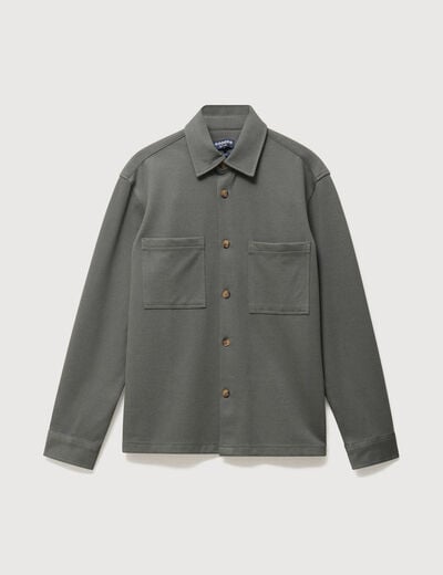 Surchemise droite col am&eacute;ricain vert kaki homme