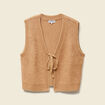 Gilet sherpa droit sans manches beige femme