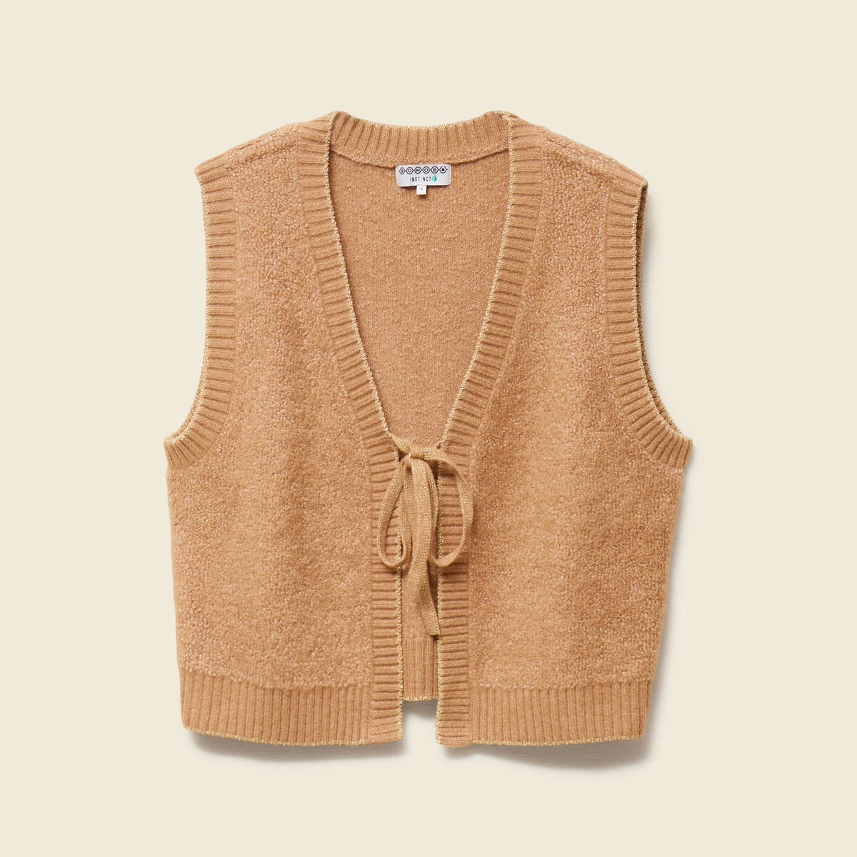 Gilet sherpa droit sans manches beige femme