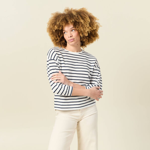 T-shirt manches 3/4 bleu femme