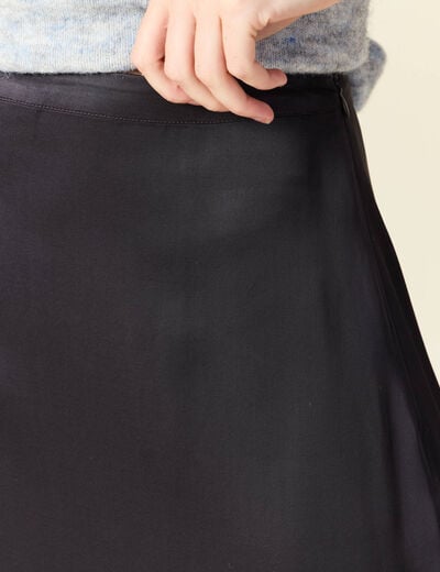 Jupe midi droite satin gris foncé femme