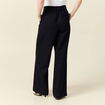 Pantalon large taille haute fluide bleu marine femme