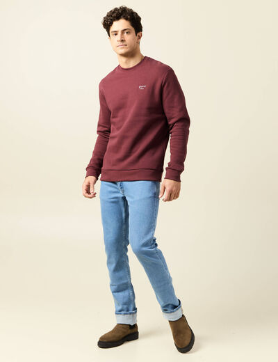 Sweat manches longues rouge fonc&eacute; homme