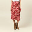 Jupe midi portefeuille fluide rouge fonc&eacute; femme