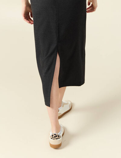 Jupe longue droite gris femme