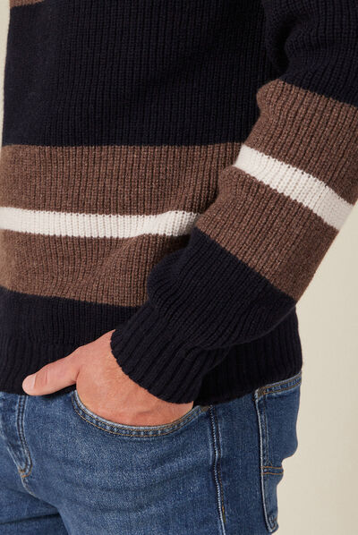 Pull manches longues bleu marine homme