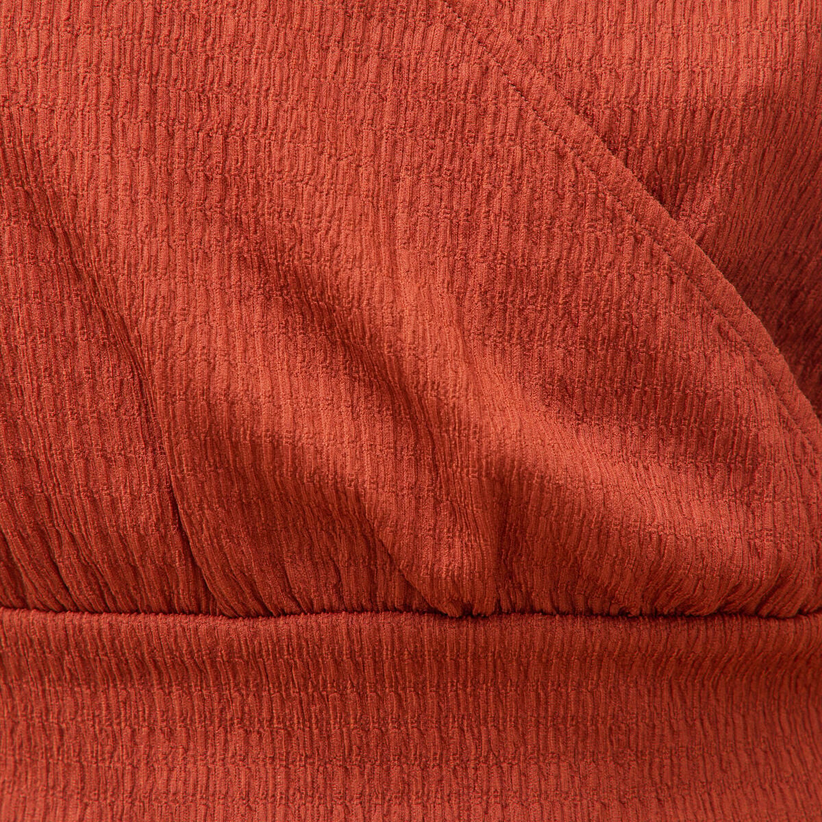 Blouse cropped manches courtes marron cognac femme
