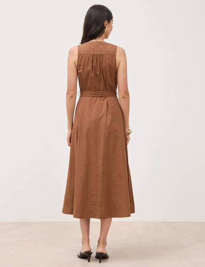 Robe en coton sans manches marron femme