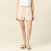 Short droit taille &eacute;lastiqu&eacute;e creme femme