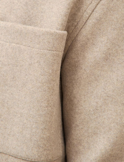 Surchemise boutonn&eacute;e beige homme