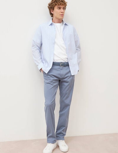 Pantalon straight longueur 32 ceinture bleu gris homme